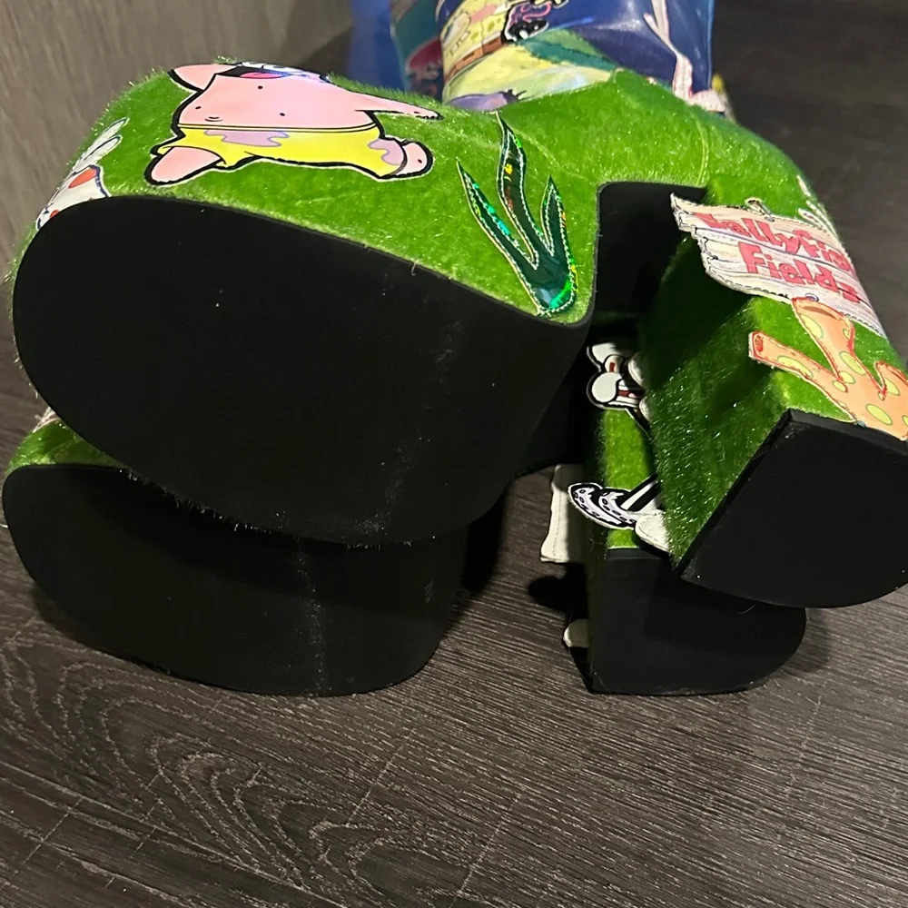 Dollskill x SpongeBob SquarePants Themed Platform Boots - Bright Blue & Green